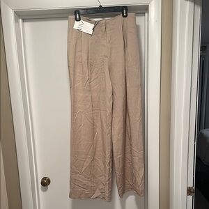 Zara Neutral Beige Wide Leg Trousers